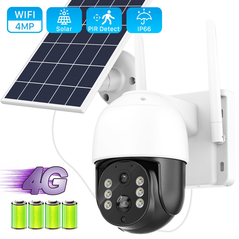 4G WIFI Solar Camera 4MP Outdoor Wireless Video Surveillance PIR Human ...