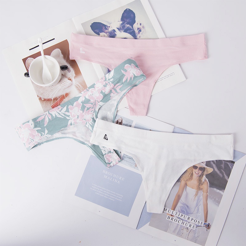 3pcs/Set Women Cotton Thongs Soft T-Back Underpants S-Xl Ladies Underwear Low Waist Panties