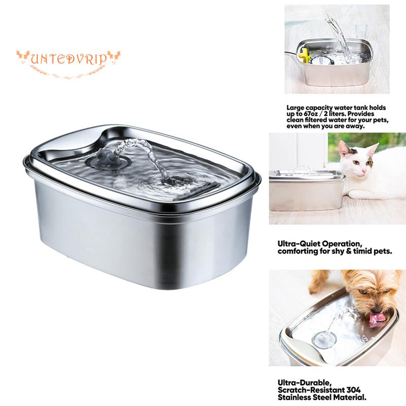 Stainless Steel Cats Water Fountain 108Oz/3,2L Pet Water Fountain Dog