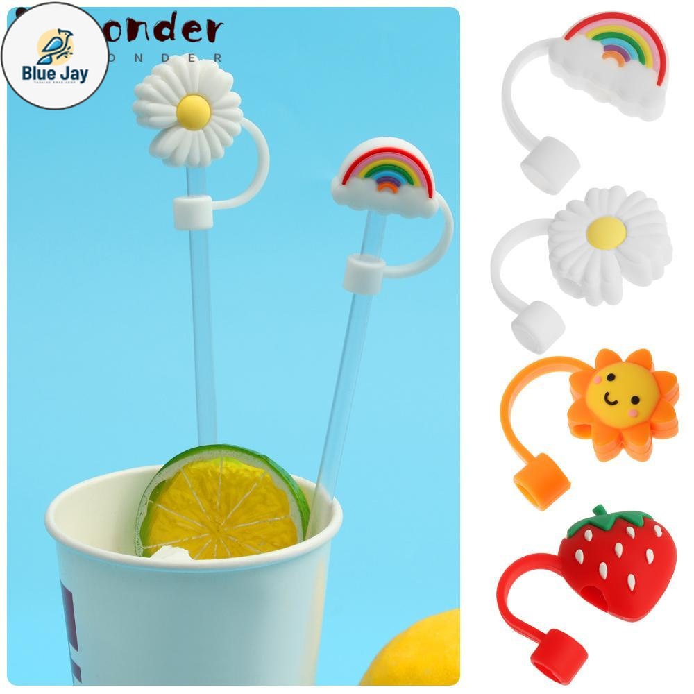 Reusable Spill Proof Silicone Straw Cover, Cute Cartoon Shaped