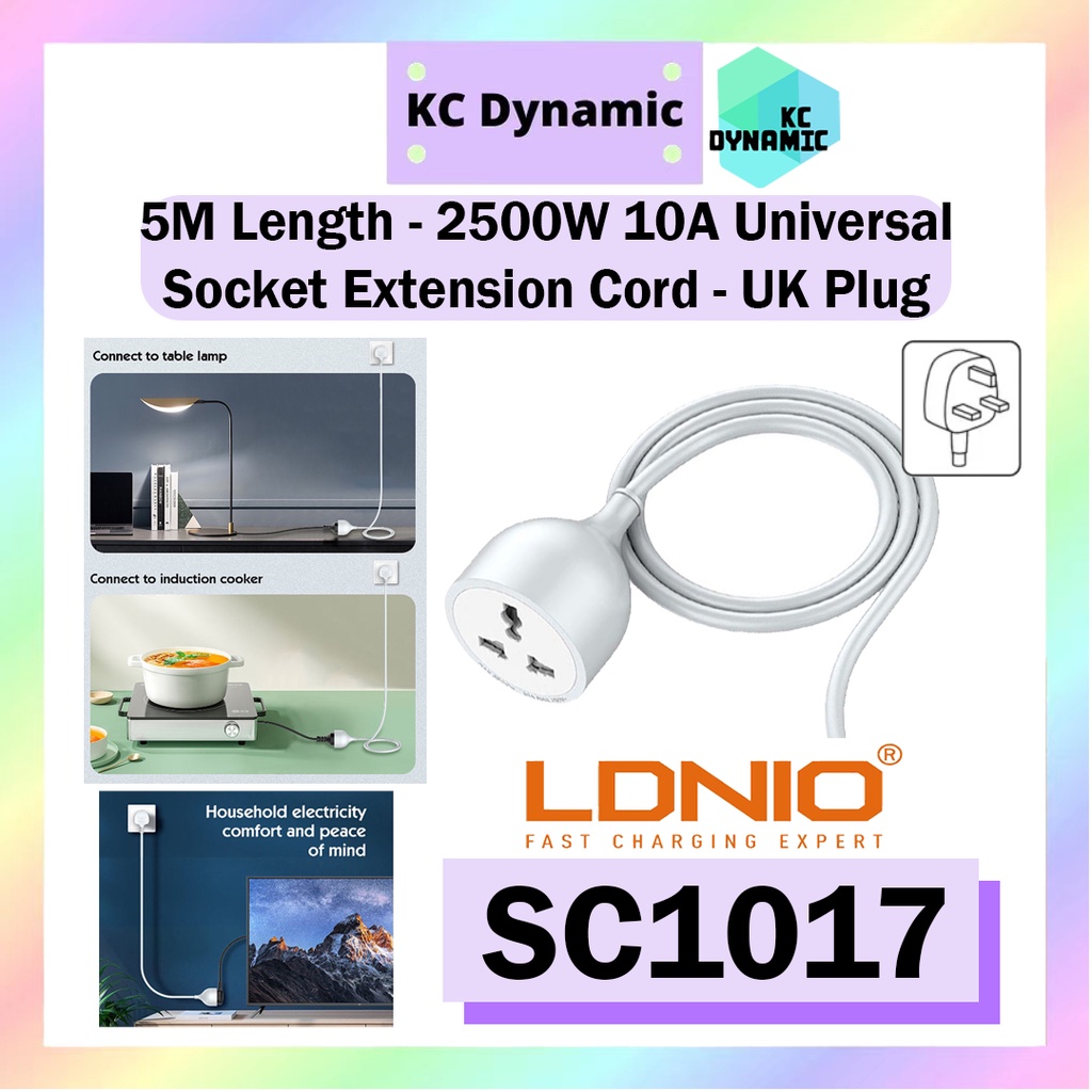 LDNIO SC1017 2500W Universal Socket Extension Cord Extension Socket 5M