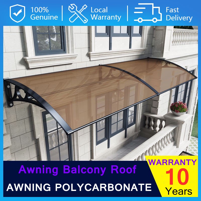 Sunshield Awning Polycarbonate Dark Brown Awning Balcony Roof Canopy
