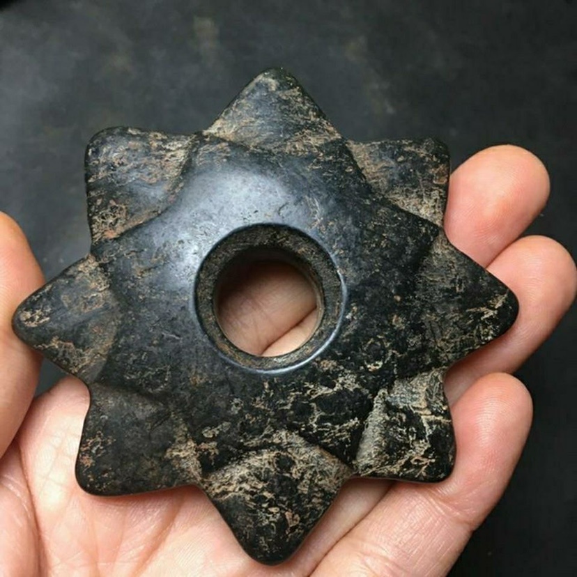 Antique Black Iron Meteorite Octagonal Star Pendant Ancient Jade Wenwan ...