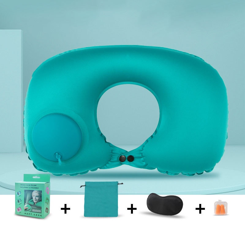 Press the automatic inflatable U-shaped pillow to inflate the portable ...