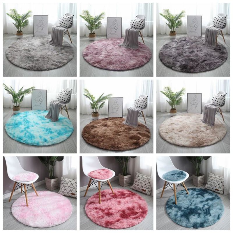 NB!60/80/100/120CM Fluffy Round Rug Carpet Tie-dyed Shaggy Area Rug ...