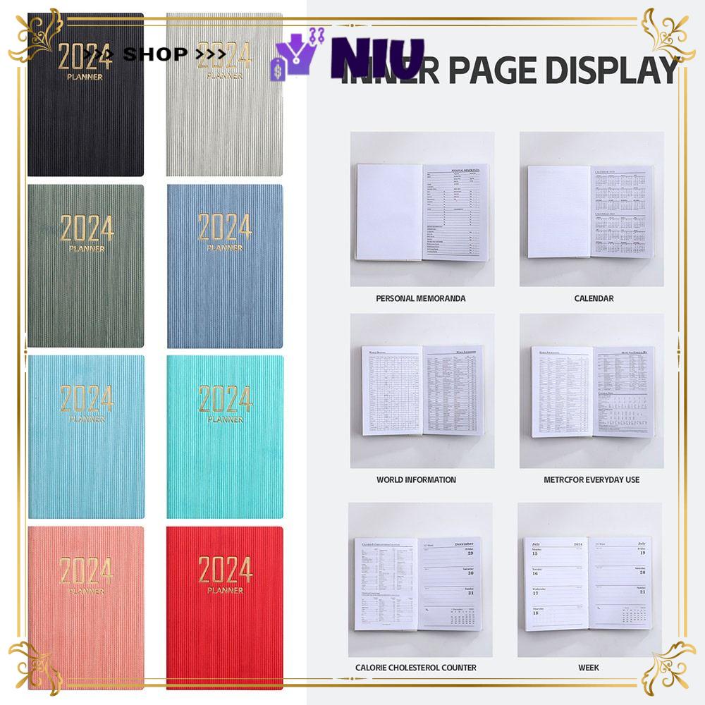 NIU Diary Weekly Planner, Pocket A7 2024 Agenda Book, High Quality with