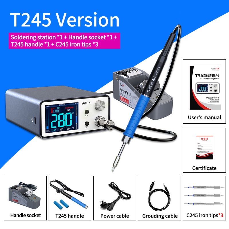 JC AIXUN T3A Intelligent Soldering Station Applicable to T245 Handle ...