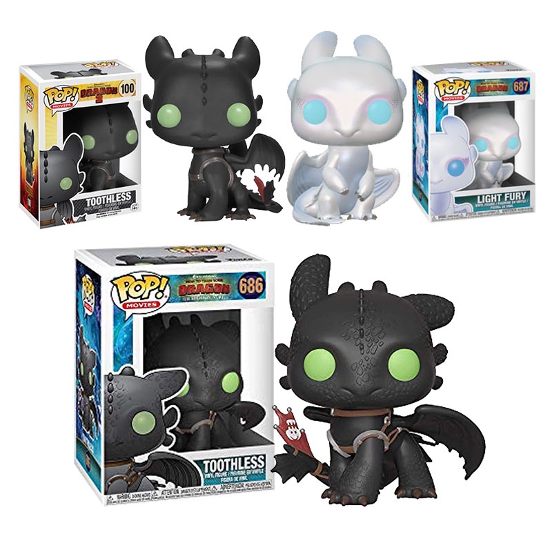 Funko Pop How To Train Your Dragon 2 Toothless 100 686 Light Fury 687 ...