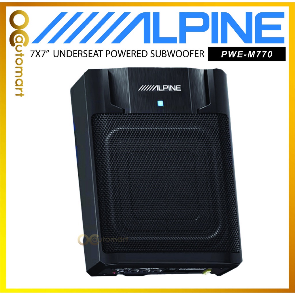 ALPINE Car Audio PWE-M770 7x7" Inch Underseat Powered Subwoofer 300W ...