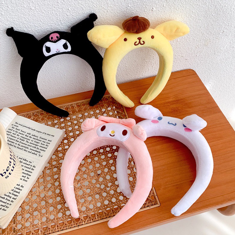 Kawaii Sanrio Hair Band My Melody Kuromi Cinnamoroll Pompom Purin Hair