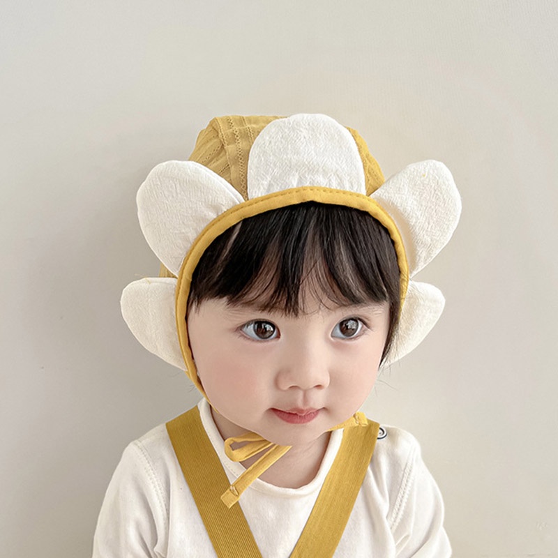 Beautiful Cotton Flower Color Block Baby Cap Adjustable Newborn Infant ...