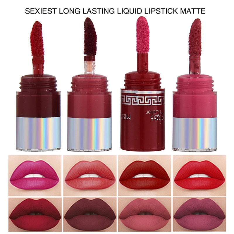 Sexy Four In One Long Lasting Velvet Matte Lip Gloss Liquid Lipstick Lip Makeup Women Beauty 0132