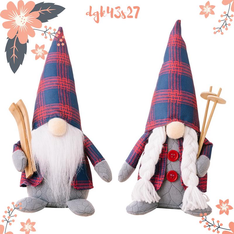 Christmas Ornament Red And Blue Checker Couple Gnomes Rudolph Doll Faceless Gnome Doll Christmas 0737