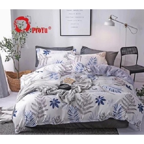 KONKI Ready Stock Flower Leaf White 80% Cotton Comforter Set 7in1 Queen ...