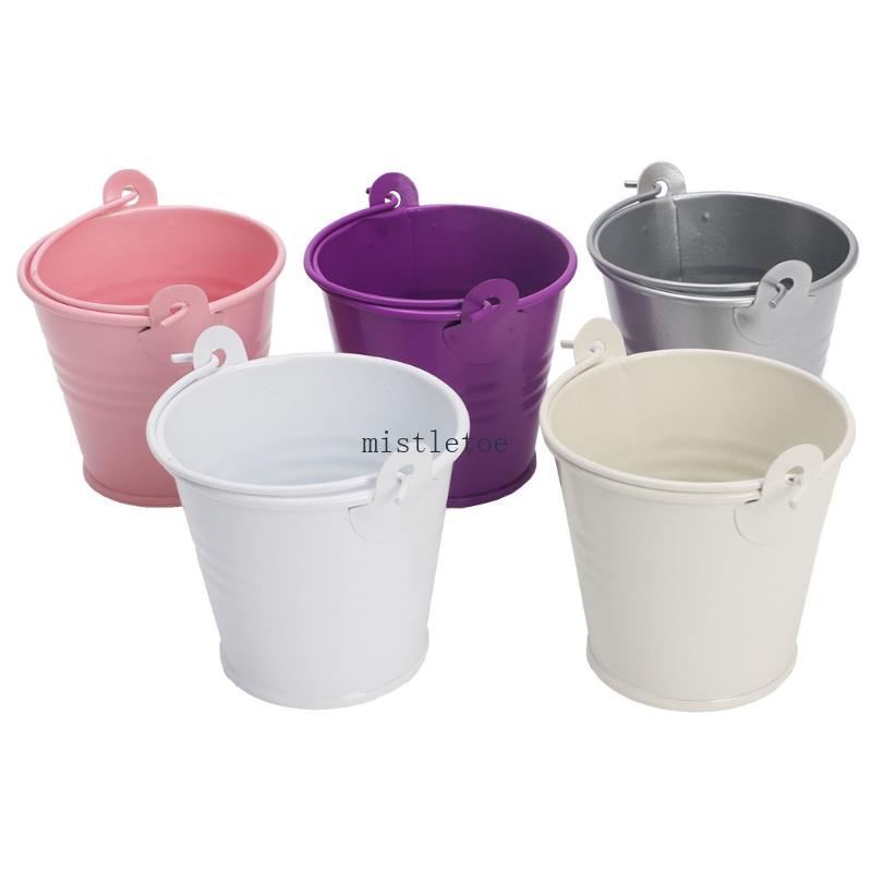 MIS Mini Flower Pot with Handle Metal Barrel Planter Succulent Hanging ...
