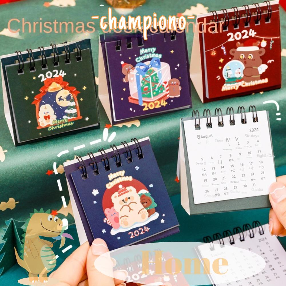 CHAMPIONO Table Desk Calendar, Yearly Agenda Cute 2024 Calendar, Mini ...