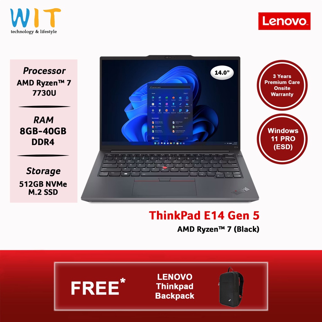 ThinkPad E14 Gen 5 (14″ AMD) Laptop
