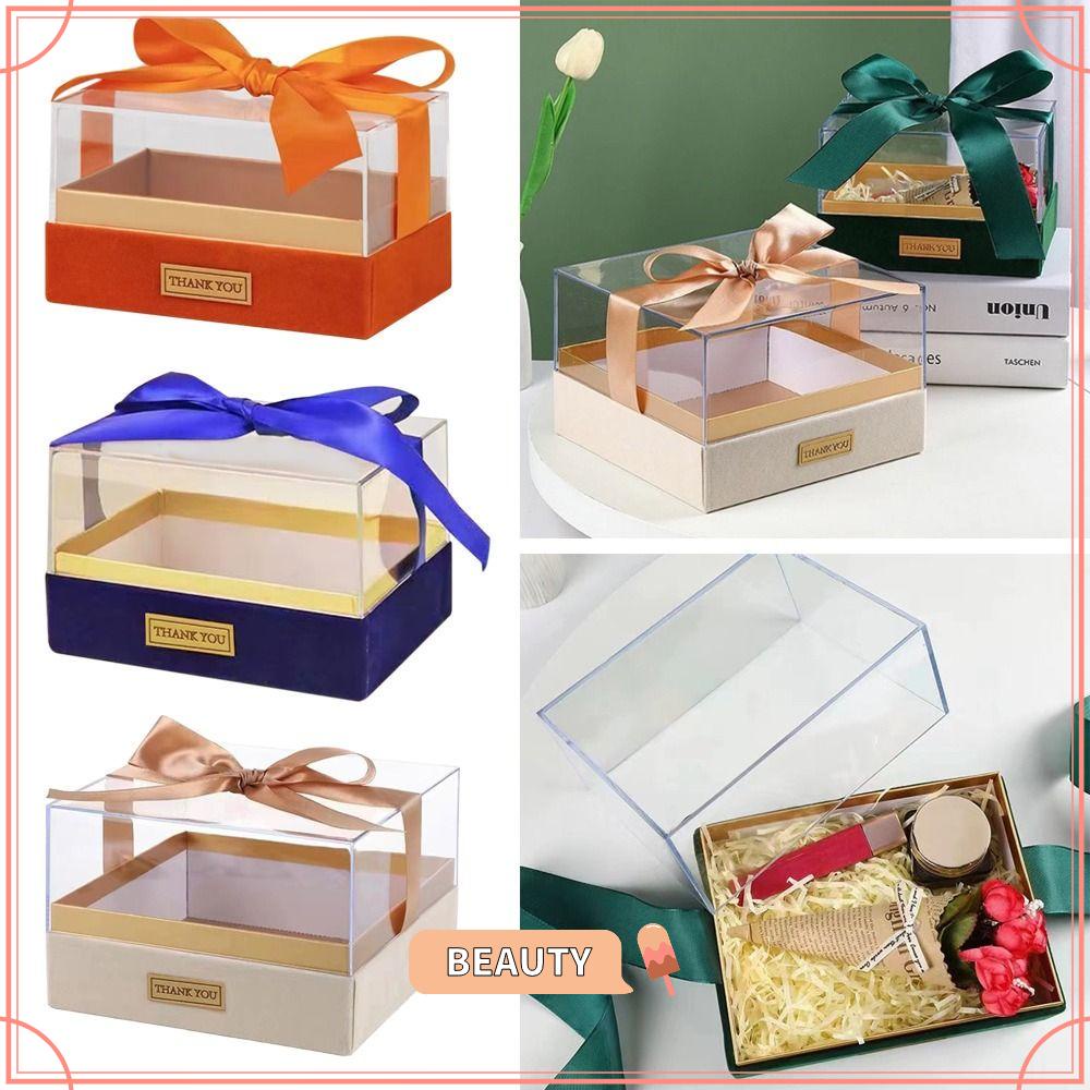 BEAUTYONE Bow Present Box, Light Luxury Transparent Wedding Hand Gift ...
