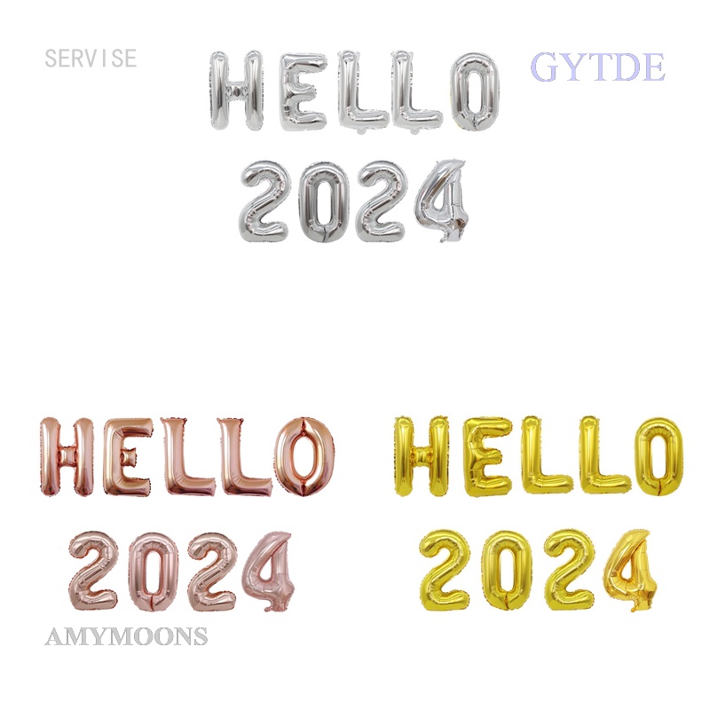 GYTDE Hello2024 Aluminum Foil Balloons Party Decorative Balloons 2024