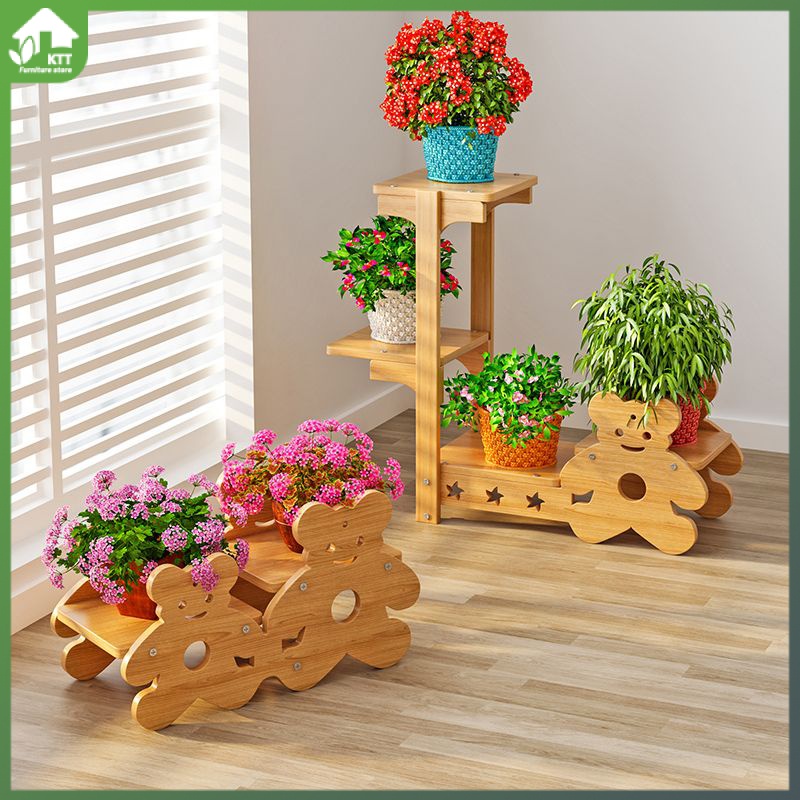 Solid Wood Flower Stand Kindergarten Balcony Rack Indoor Living Room ...