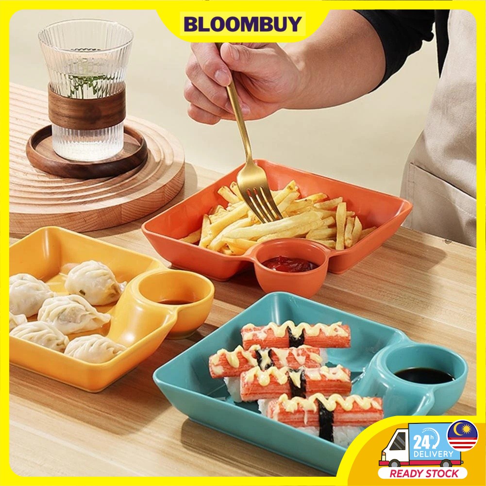 Pinggan Cicah Large Dumpling Dipping Dish Plate Divided Japanese Square ...