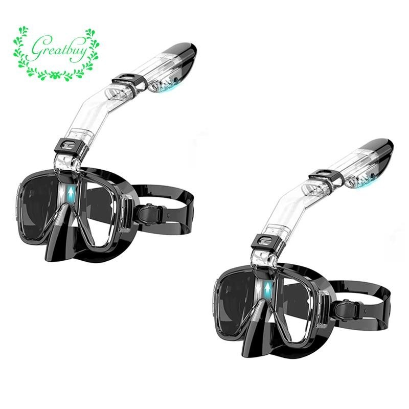 2X Snorkel Mask Foldable Diving Mask Set with Dry Top System and Camera ...