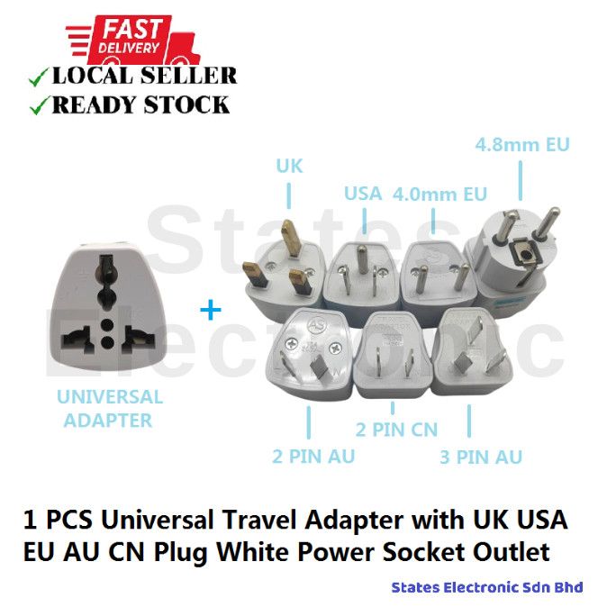 1 PCS Universal Travel Adapter with UK USA 4/4.8mm EU 2/3 PIN AU 2 PIN ...