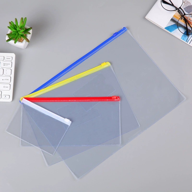 Transparent file bag A4 zipper bag data custom plastic file A5 pull ...