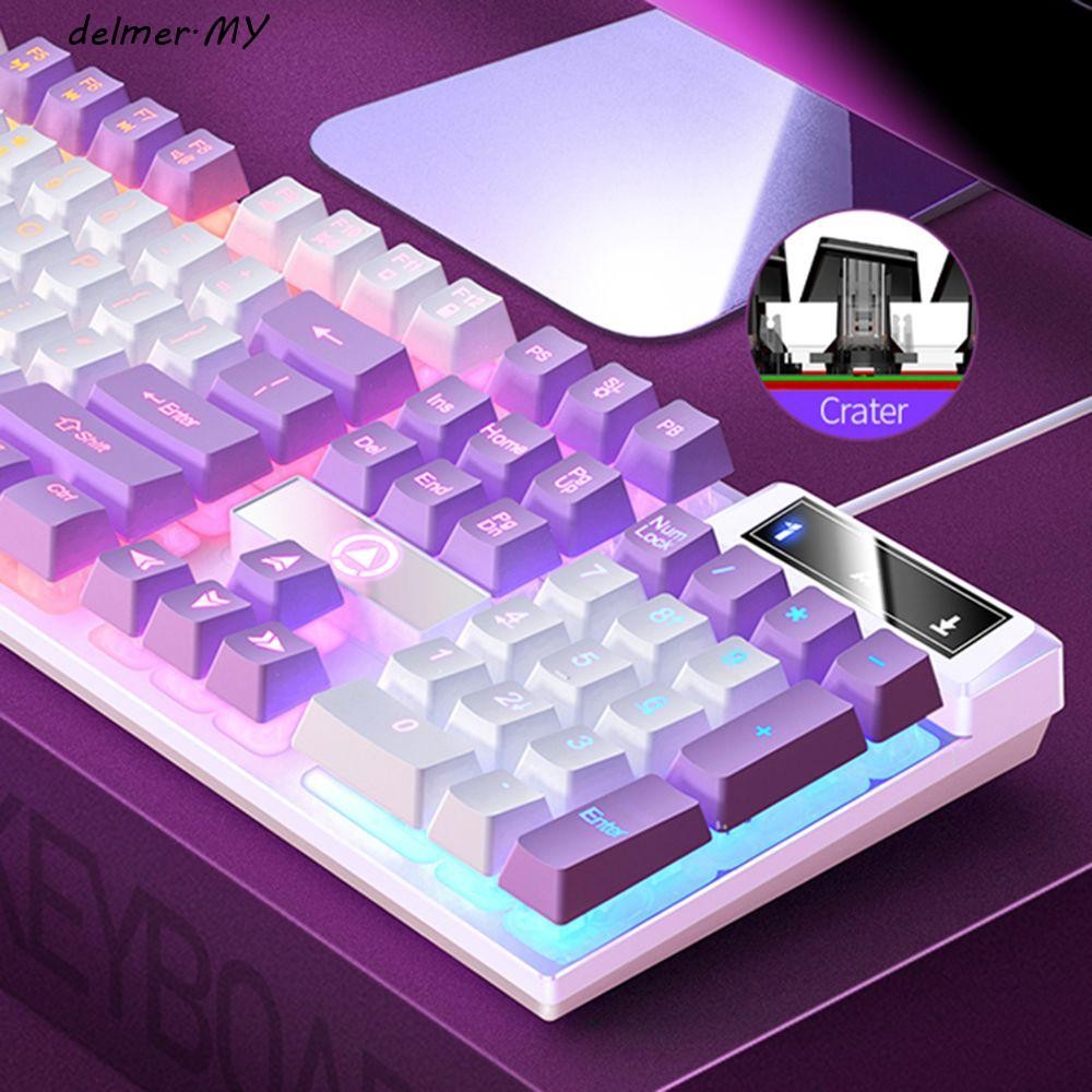 DELMER Mechanical Keyboard Laptop PC Gamer Blue Black Computer ...
