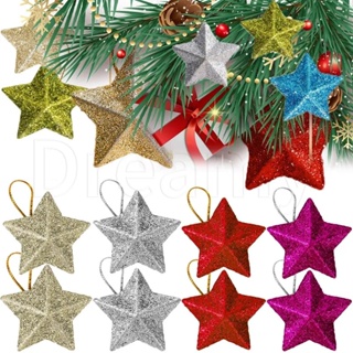 12pcs Christmas Tree Decorations - red Star Hanging Ornaments red Glitter  Stars Festive Embellishments for Holiday Party Decoration