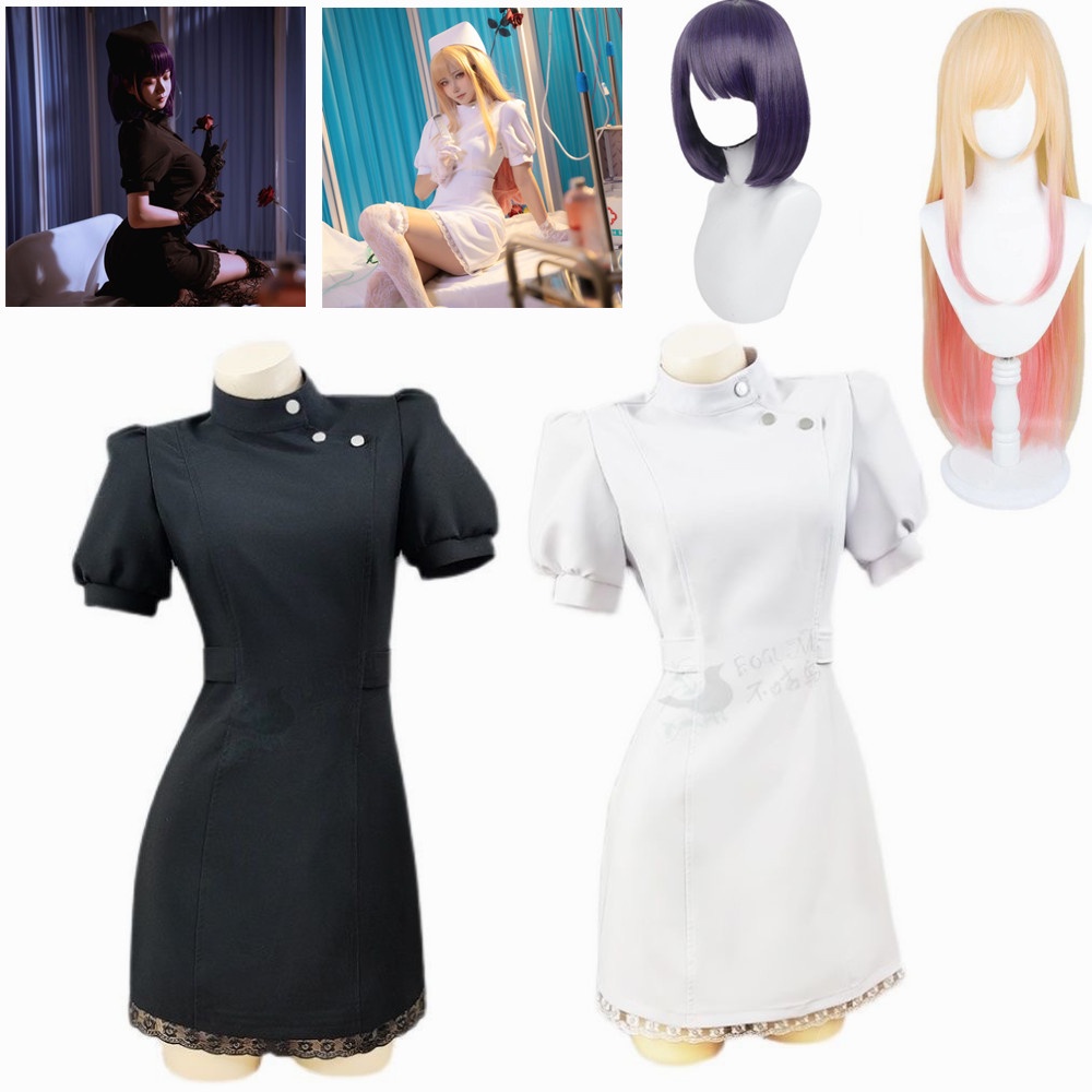 My Dress Up Darling Marin Kitagawa Cosplay Costume Nurse Uniform Kuroe Shizuku Black White Nurse