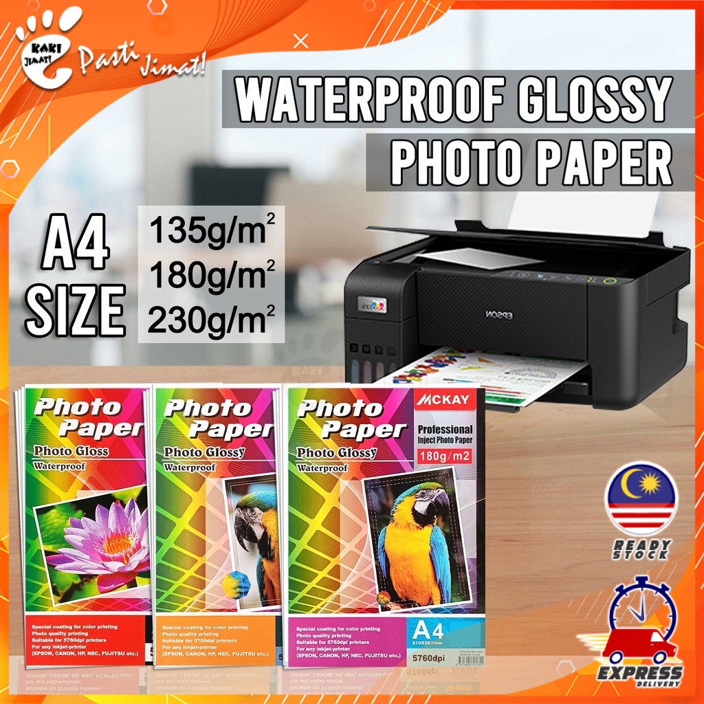 Kaki Jimat A4 Ultra Glossy Photo Paper 115/180/230GSM Per Pack Waterproof Photo Quality