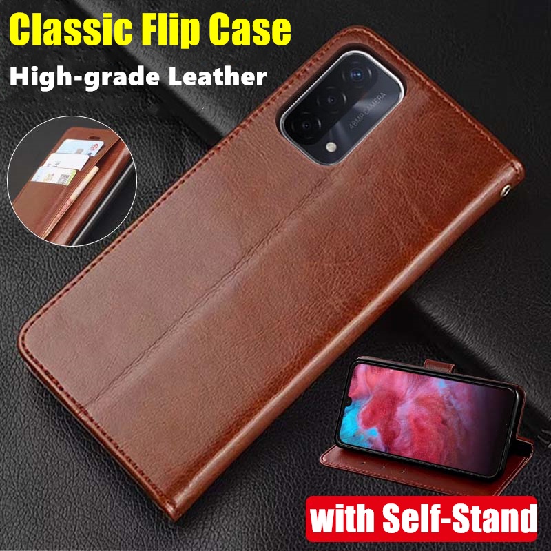 For OPPO A74 A95 4G CPH2219 CPH2365 Genuine Leather Case Vintage Wallet ...