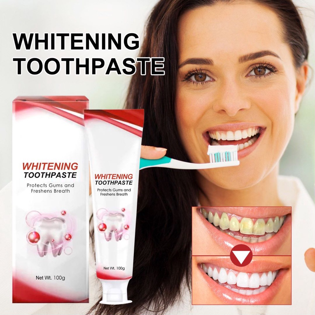 Tooth Whitening Toothpaste Protects Gums and Freshens Breath Removal of
