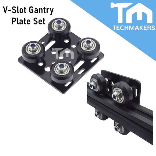 V-Slot Gantry Plate Set with Wheel for 20mm Linear Profile Pulley Black 3D Printer Part for 2020 Aluminum Profile