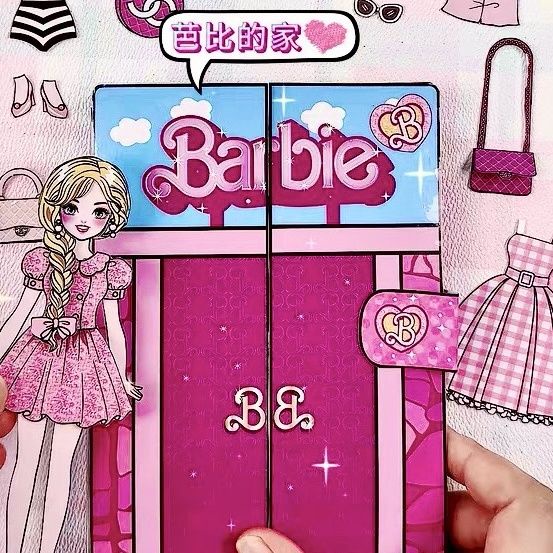 Cute Girly Heart Barbie Doll Dress Up Girl Role Play Quiet Book Pinch