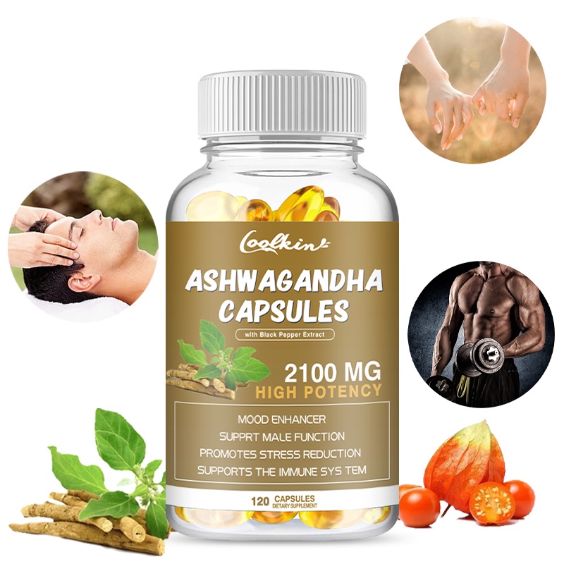 Coolkin Organic Ashwagandha Capsules - With Black Pepper Root Powder ...