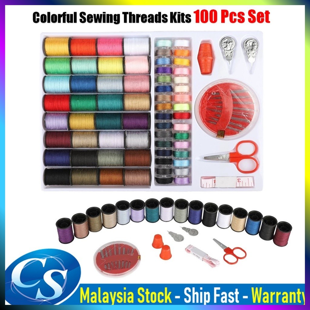 100pc Home Portable Mini Sewing Kit Tool Sewing Machine Thread Set DIY