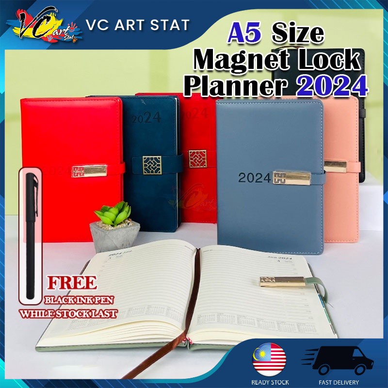 VC Art 2025 Elegant Lock Daily Diary Planner A5 Size Office