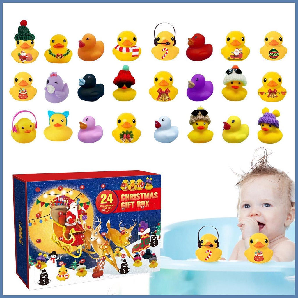Christmas Advent Calendar For Kids 24pcs Cute Rubber Ducks Set For Kids