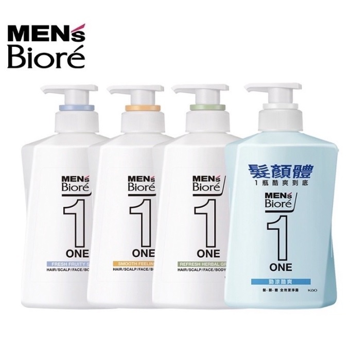 MEN'S BIORE One Fresh Fruity / Herbal Green Hair/Scalp/Face/Body Wash ...