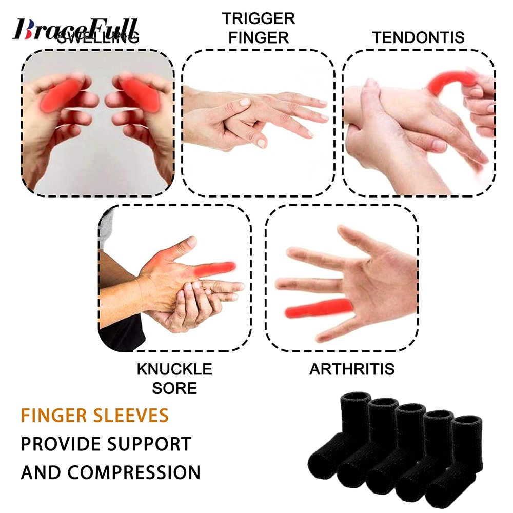 BraceFull 10 Pcs/set Basketball Finger Compression Sleeves Thumb Brace ...