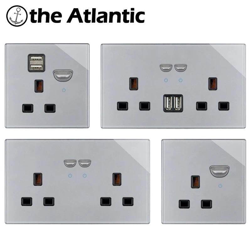 UK Plug 13A Power Socket With USB Charger Wall Outlet Double Outlet