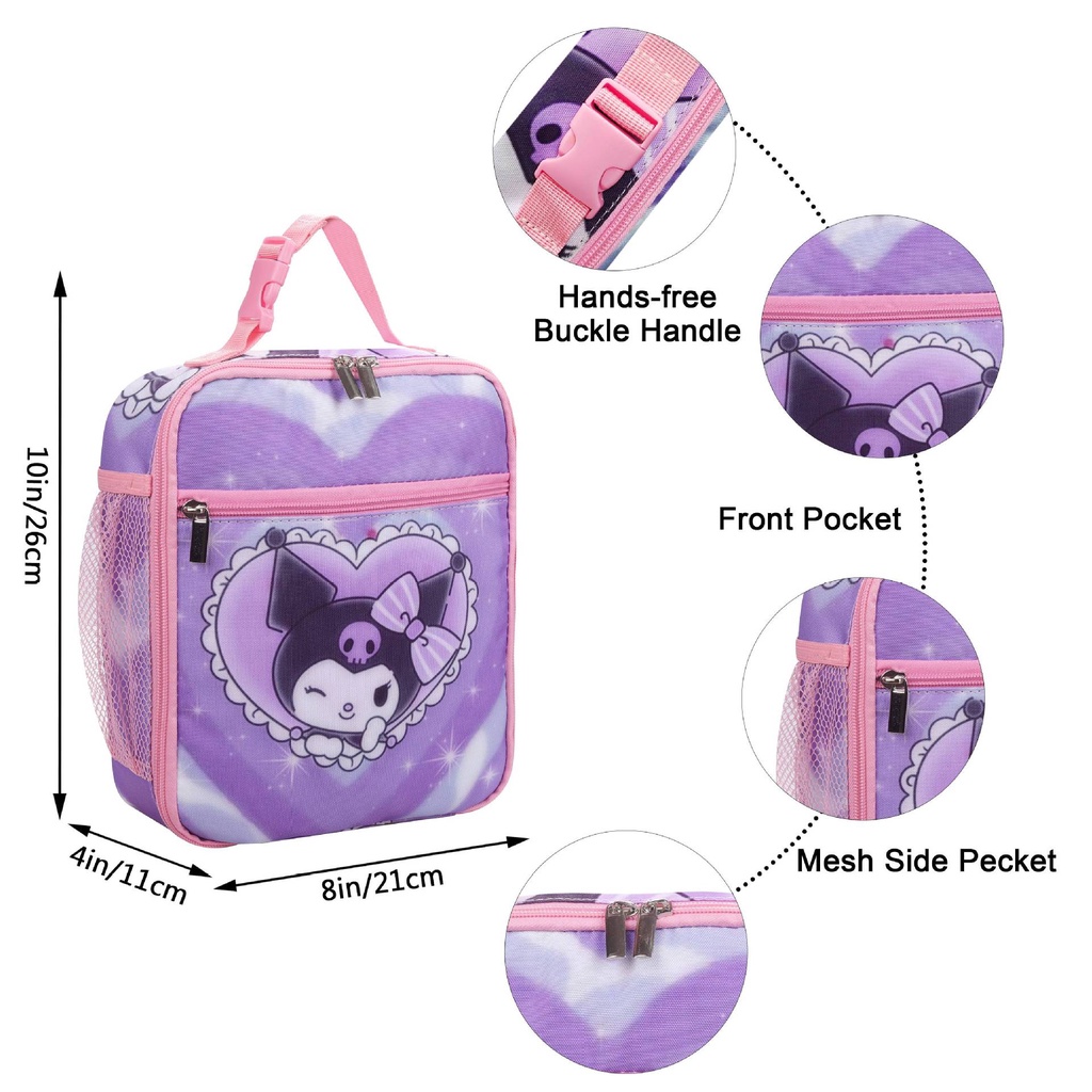 Kuromi Hello Kitty Lunch Bag For Kids And Girls Cinnamoroll Anime