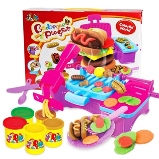  Color Dough Set Birthday Cake Color Dough Kitchen Creations  Hamburger Maker Tools Kit for Kids Ages 4-8, Birthday Party Pretend Toys  Gift,42 Pieces, with Candles and Dino Cookies : Toys 