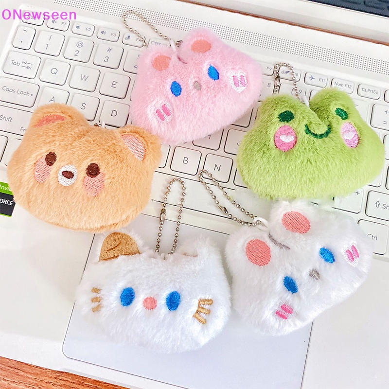 ONew Cute Animal Keychains Plush Rabbit Frog Cat Doll Keychains For Car ...