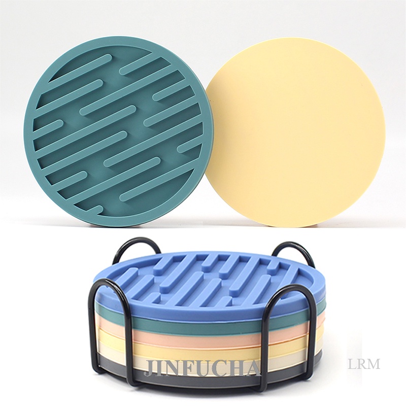 Jinfucha 6Pcs Silicone Coaster Table Mat, Coasters For Drink Coasters