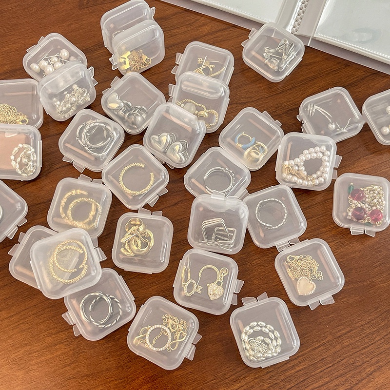 Transparent Plastic Small Box Mini Jewelry Accessory Storage Box Ear ...