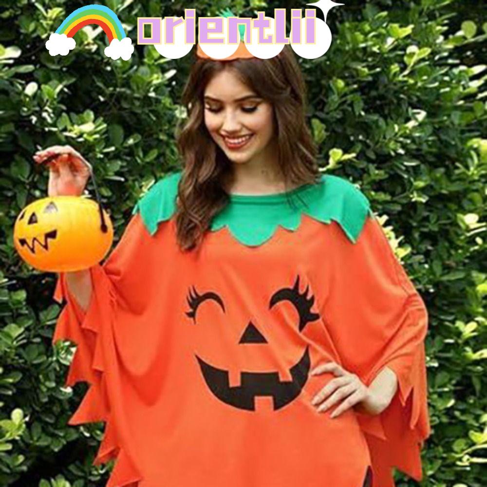 ORIENTLIIY Pumpkin Poncho, Halloween Cute Pumpkin Cape, Bright Stage ...