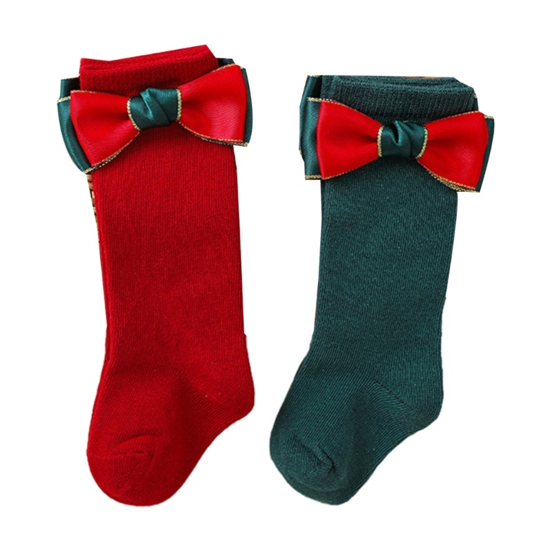 MIS Children s Bowknot Socks Christmas Big Bows Baby Socks Red Green
